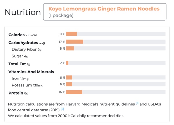 koyo lemongrass ginger vegan ramen nutrition