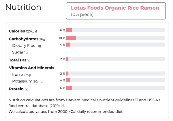 lotus foods organic rice ramen nutrition